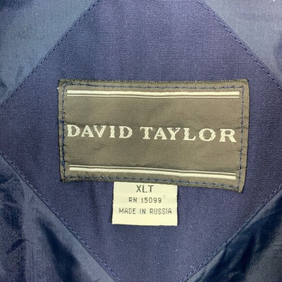 Vintage David Taylor Jacket Mens XLT Tall Navy Ribbed Long Sleeve Zip Pocket - Picture 5 of 10